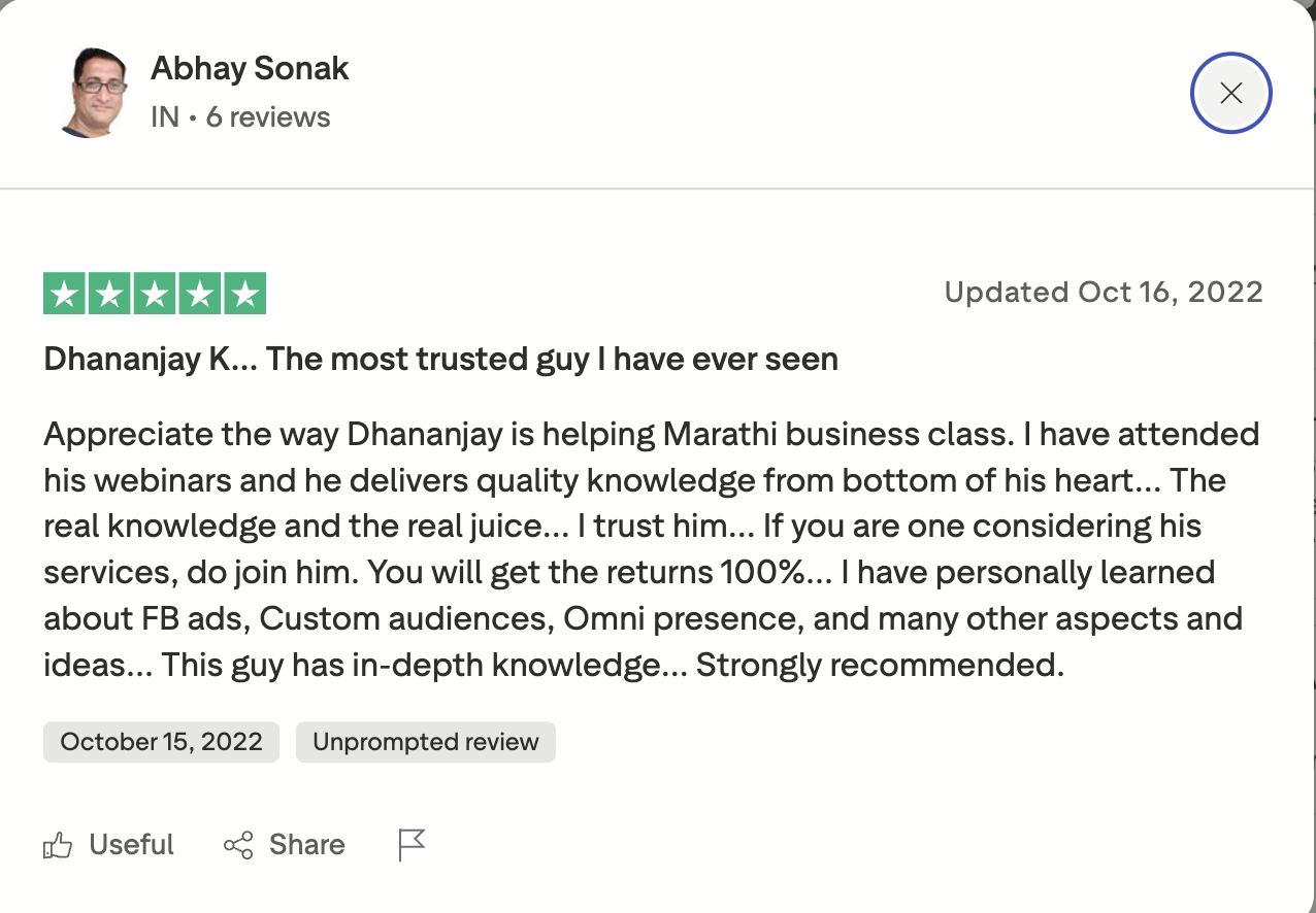 Abhay Sonak Trustpilot review, The most trusted guy I have ever seen